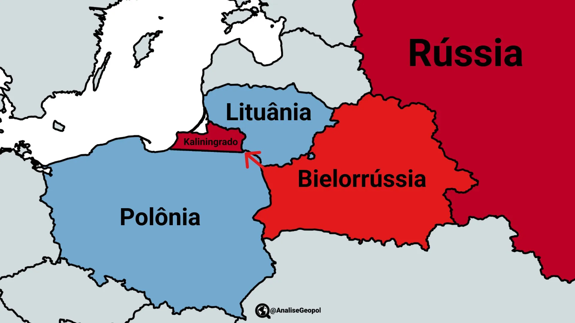 Mapa da Brecha de Suwałki como ponto de ofensiva da Bielorrússia e Rússia para formar um corredor terrestre até Kaliningrado
