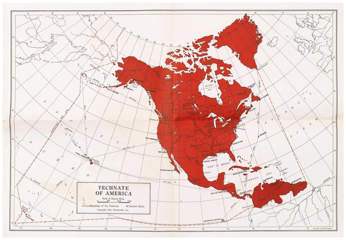 Mapa dos territórios do Technate of America