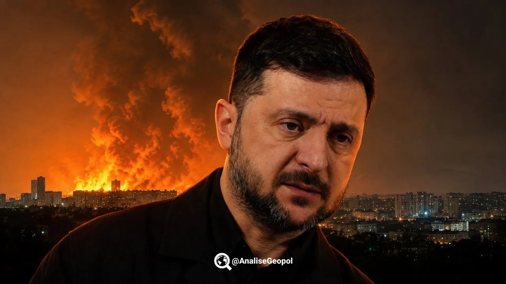 Zelensky com Kiev em chamas